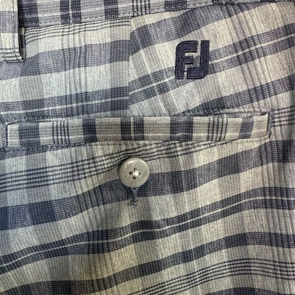 Footjoy FJ Shorts Mens 38 Plaid Bermuda Golf Gray Pockets Stretch Performance - Picture 3 of 9